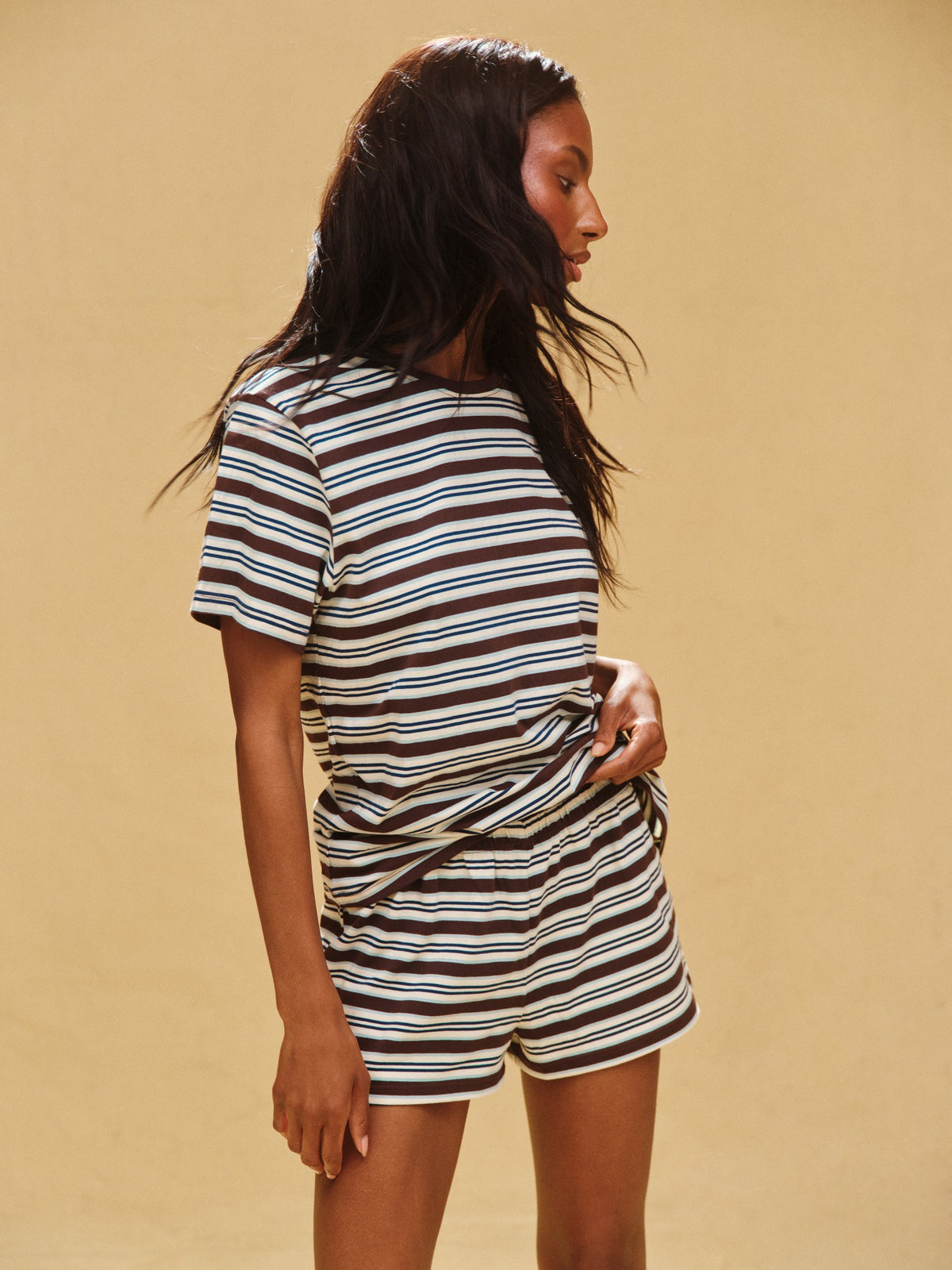 SET ACTIVE CLASSIC COTTON DAILY STRIPE BOYFRIEND TEE - KONA