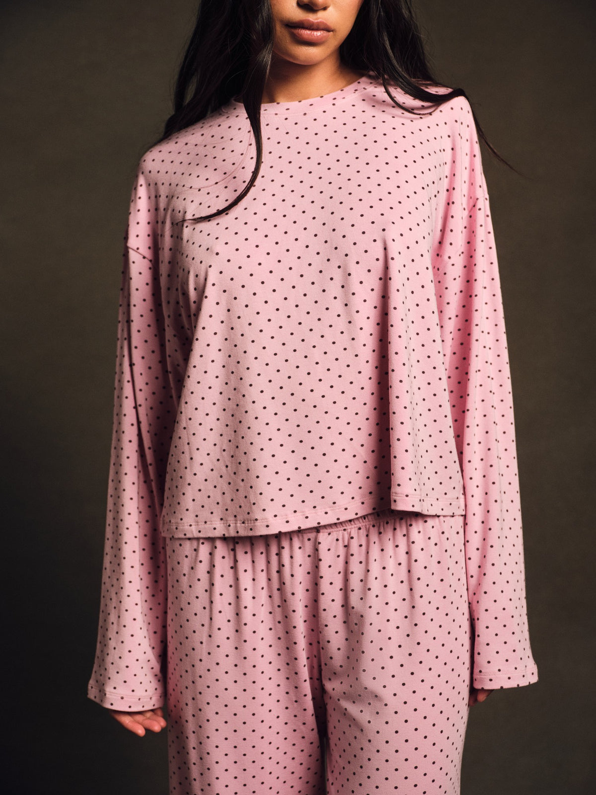 SET ACTIVE SLEEP JERSEY COMFORT POLKA DOT BOXY LONG SLEEVE - SWIRL