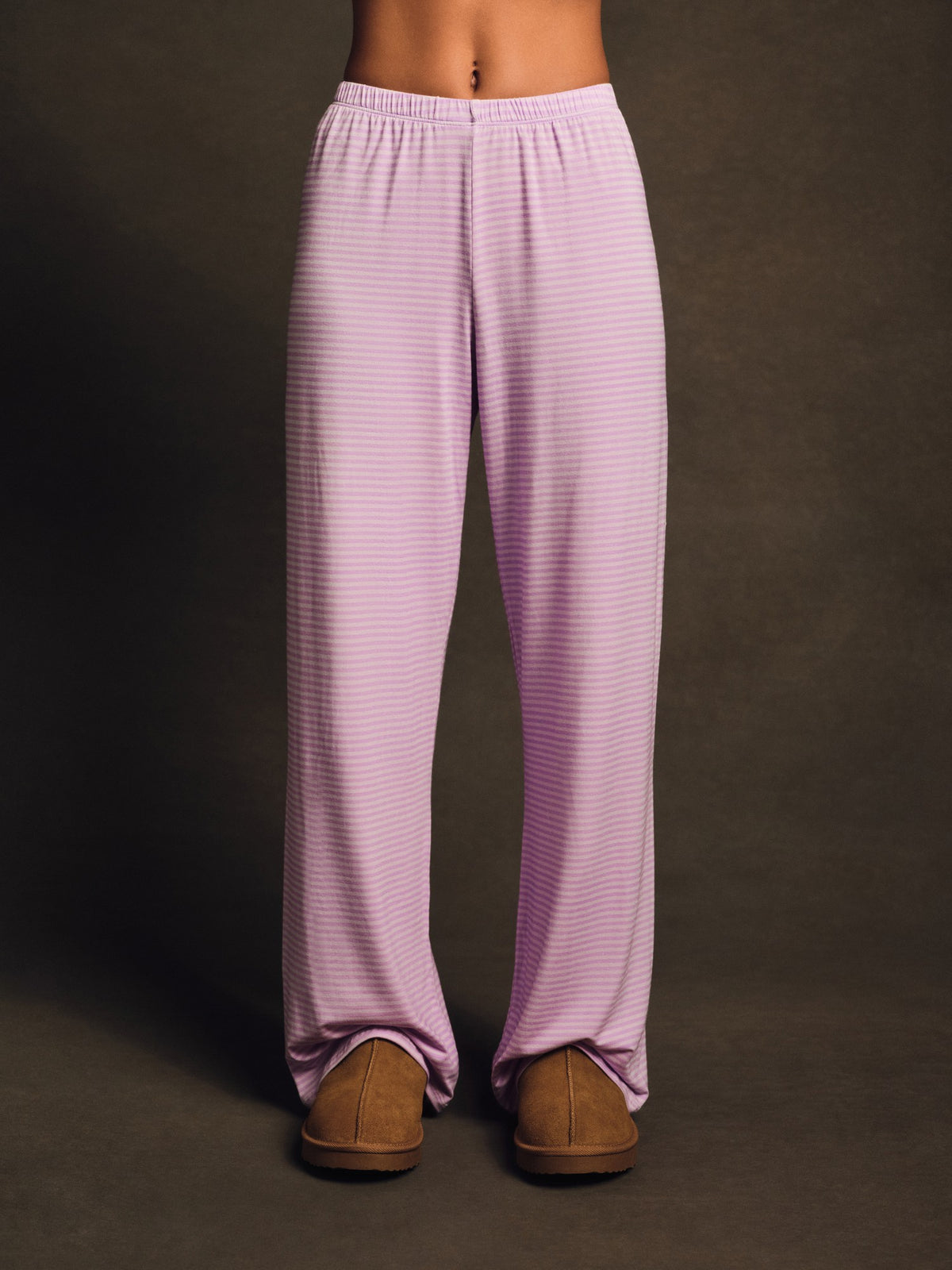 SET ACTIVE SLEEP JERSEY COMFORT STRIPE SLEEP PANTS - BUTTERCREAM