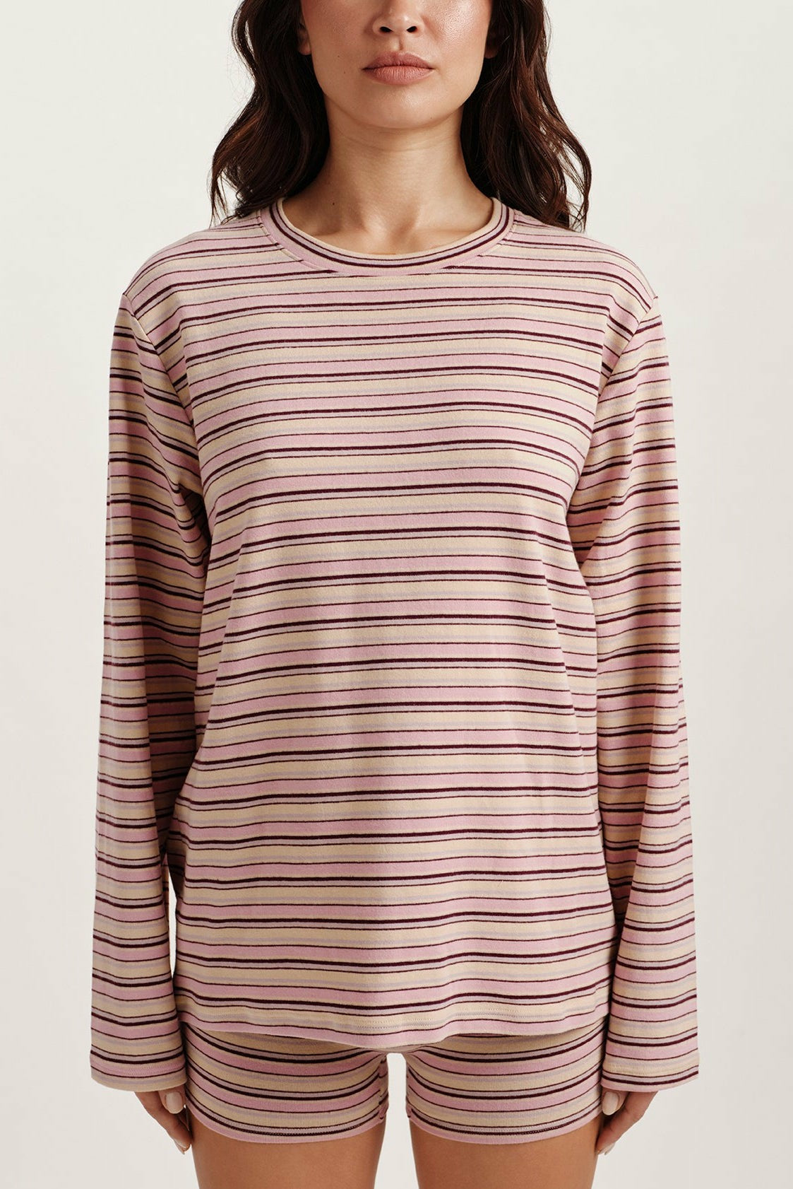 SET ACTIVE STRIPE JERSEY STRIPE OVERSIZED LONG SLEEVE - FLIRT