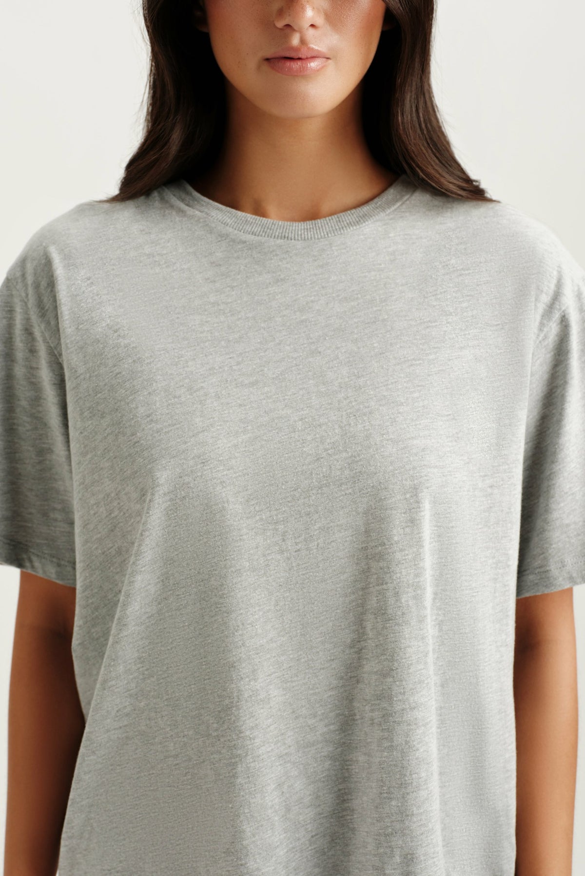 SET ACTIVE CLASSIC COTTON DAILY BOYFRIEND TEE - FOG HEATHER GREY