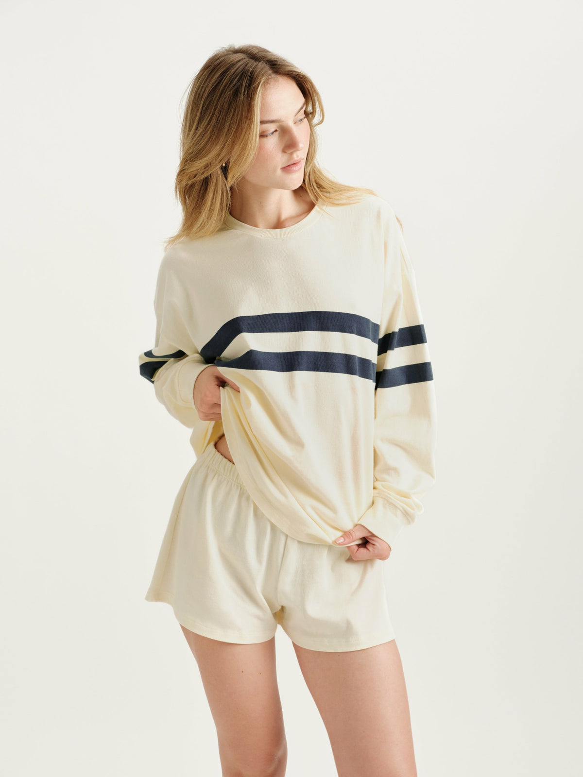 SET ACTIVE HEAVY COTTON EASY STRIPE LONG SLEEVE - WASHED