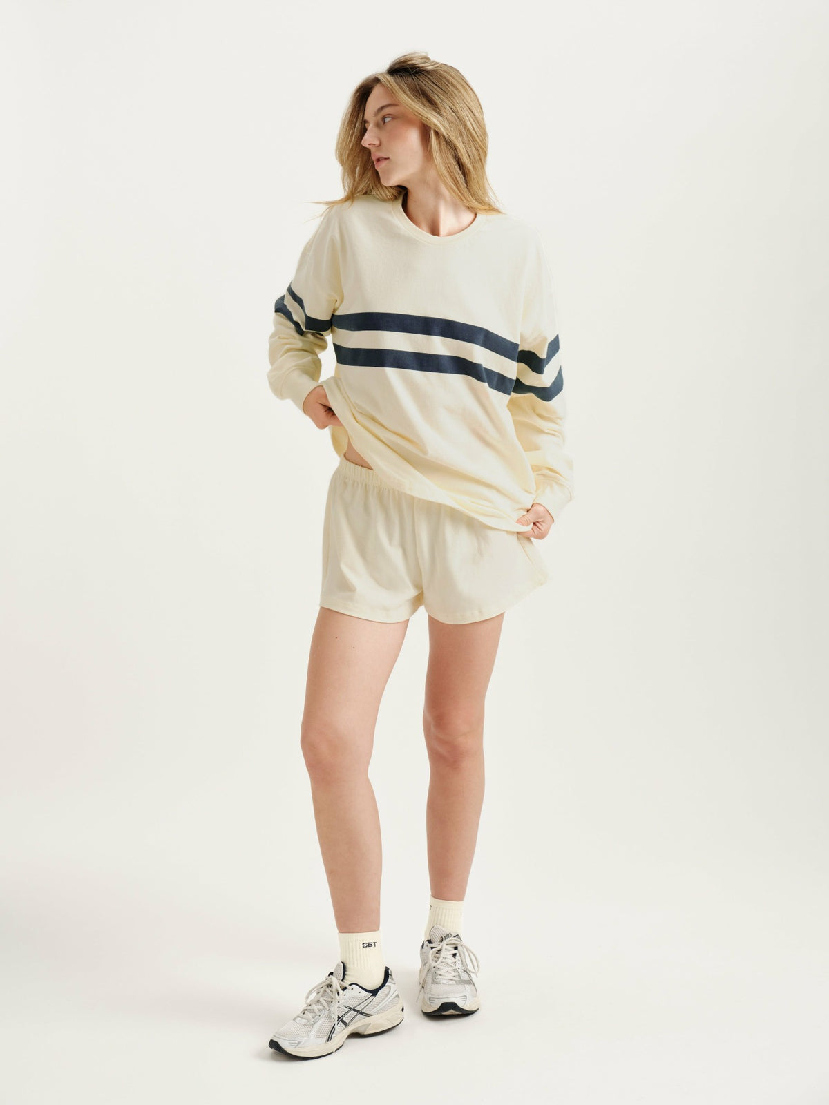 SET ACTIVE HEAVY COTTON EASY STRIPE LONG SLEEVE - WASHED