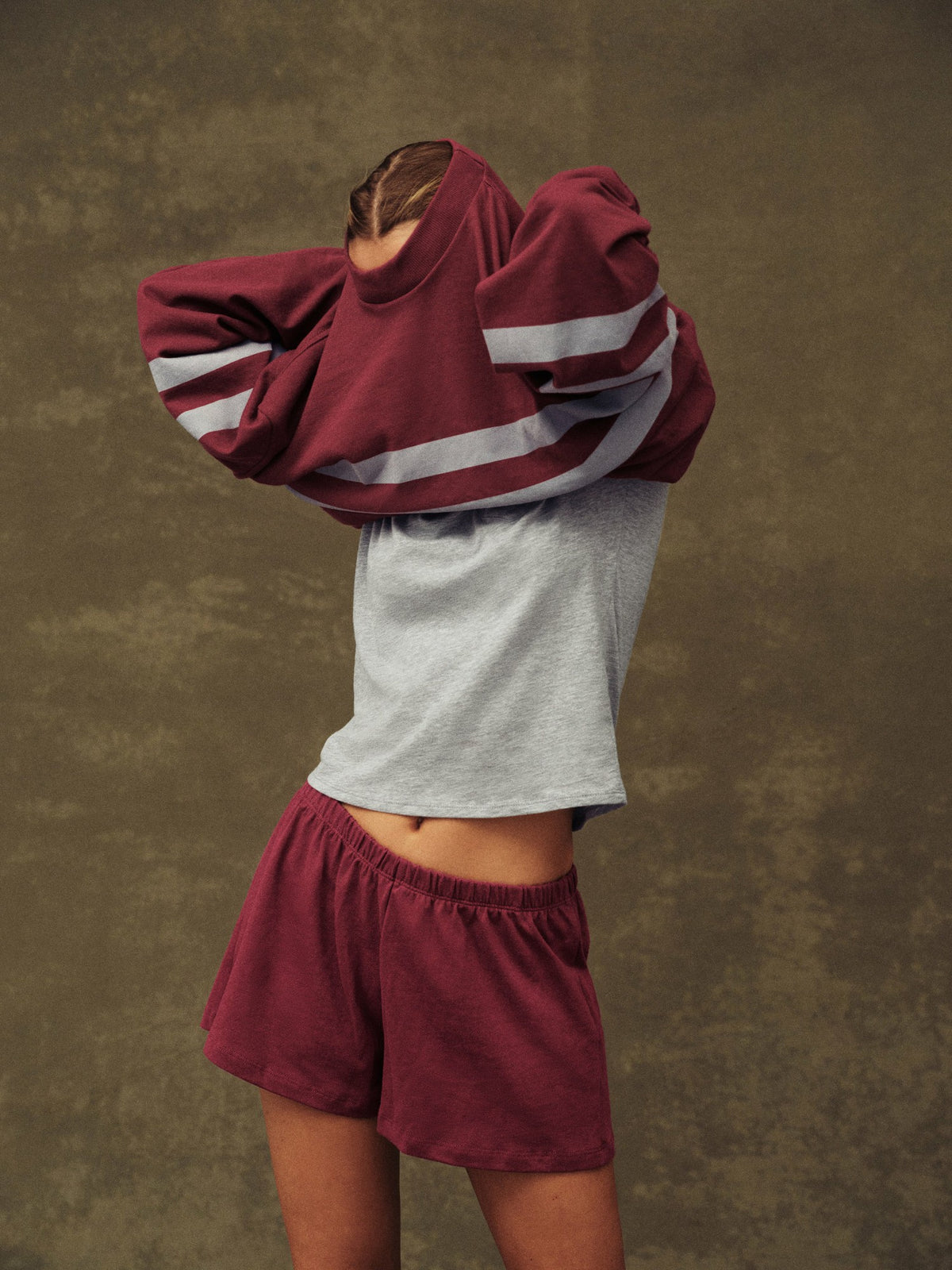 SET ACTIVE HEAVY COTTON EASY STRIPE LONG SLEEVE - SEPIA