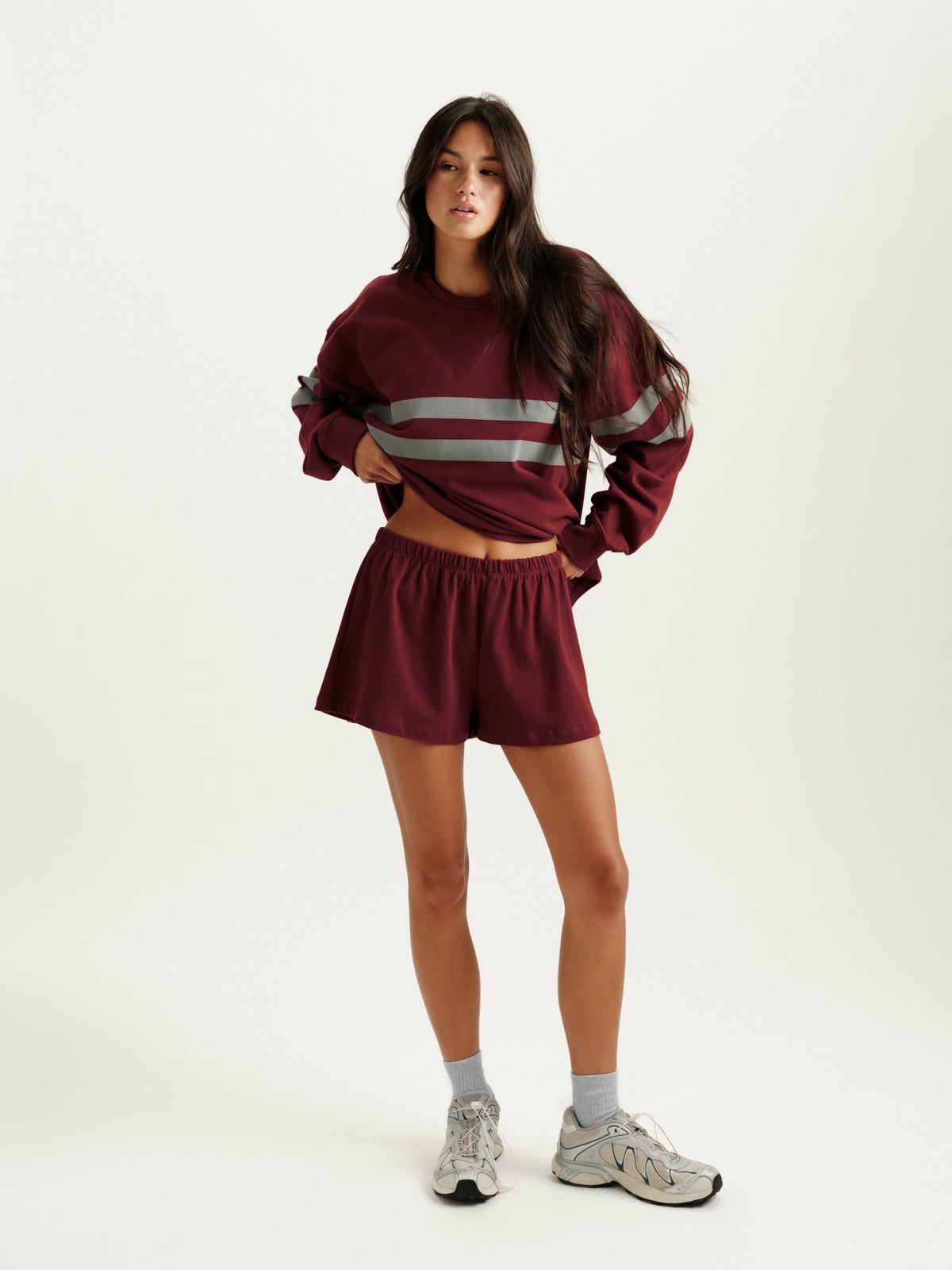 SET ACTIVE HEAVY COTTON EASY STRIPE LONG SLEEVE - SEPIA