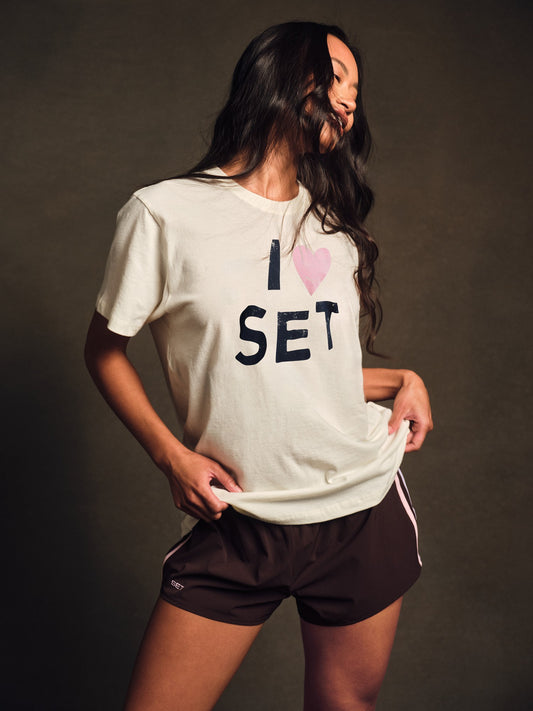 SET ACTIVE CLASSIC COTTON DAILY I LOVE SET BOYFRIEND TEE - ICING