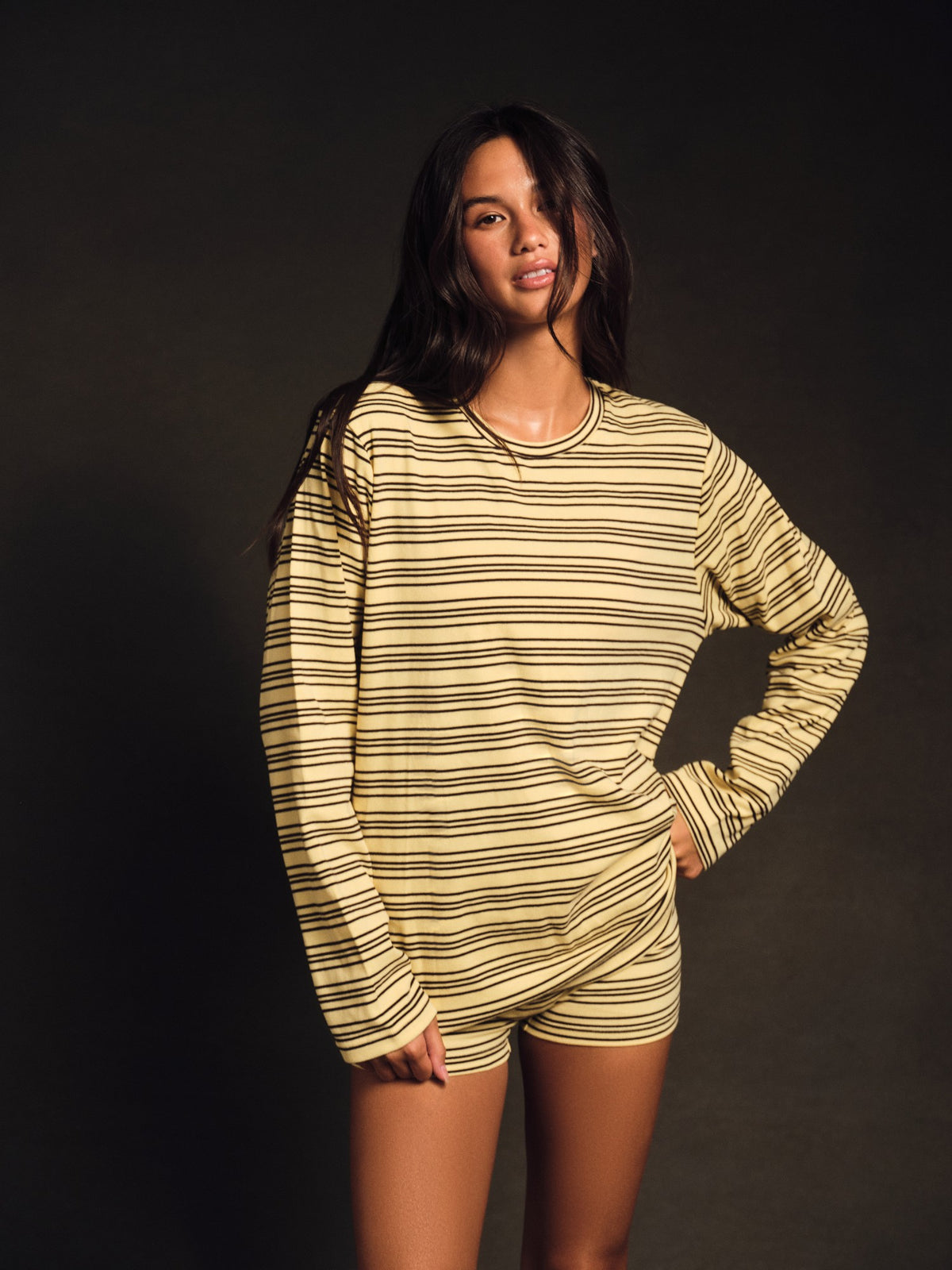 SET ACTIVE STRIPE JERSEY STRIPE OVERSIZED LONG SLEEVE - SPARKLER
