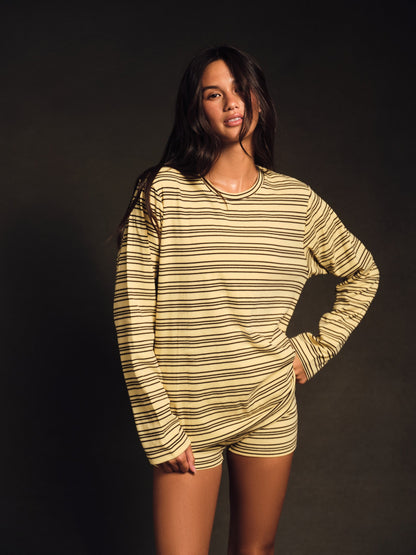 SET ACTIVE STRIPE JERSEY STRIPE OVERSIZED LONG SLEEVE - SPARKLER