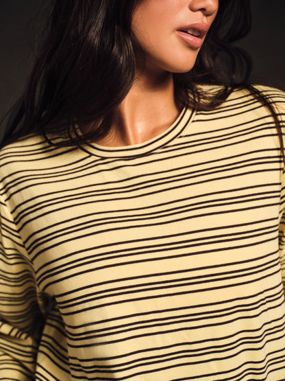 SET ACTIVE STRIPE JERSEY STRIPE OVERSIZED LONG SLEEVE - SPARKLER