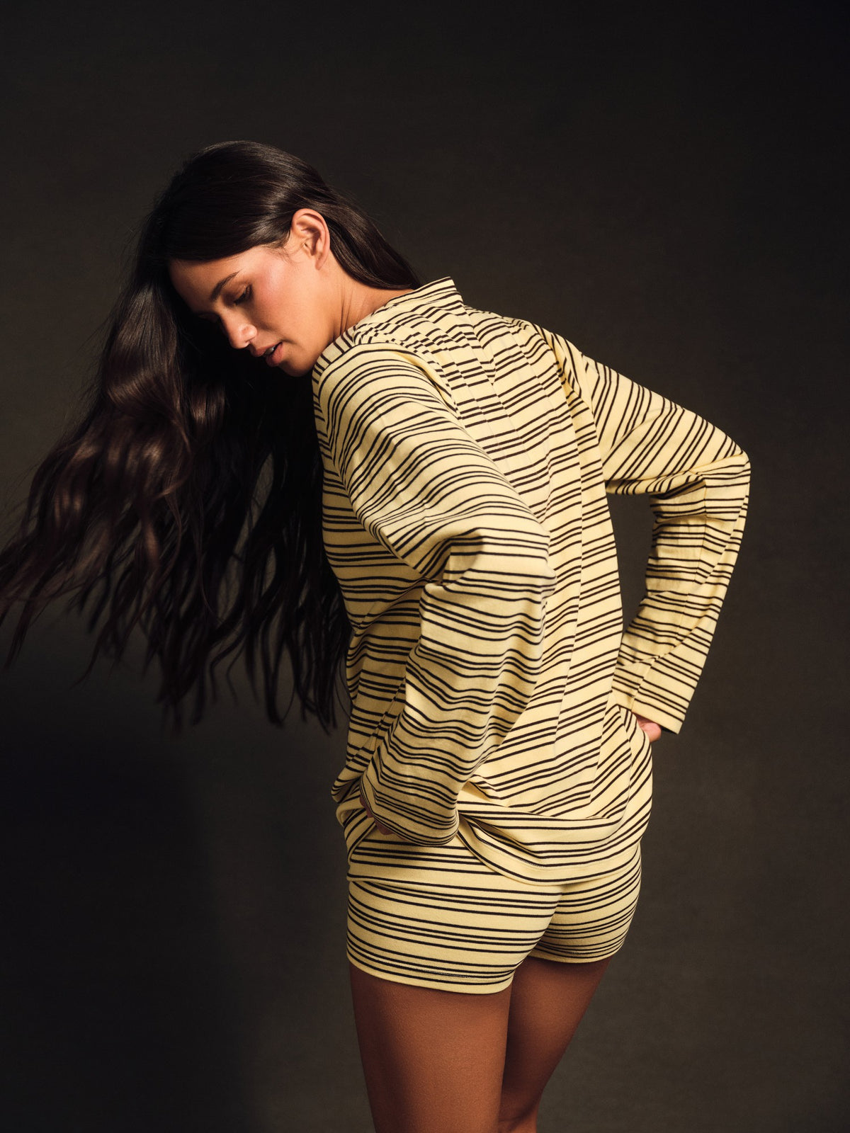 SET ACTIVE STRIPE JERSEY STRIPE OVERSIZED LONG SLEEVE - SPARKLER