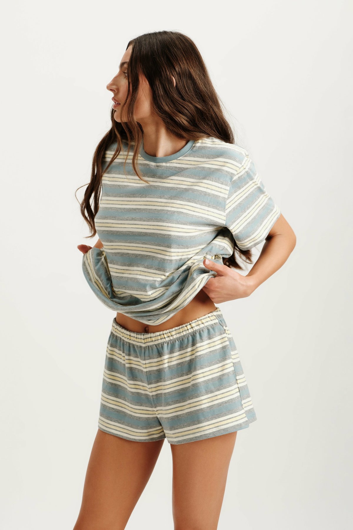 SET ACTIVE CLASSIC COTTON DAILY STRIPE BOYFRIEND TEE - CASSETTE