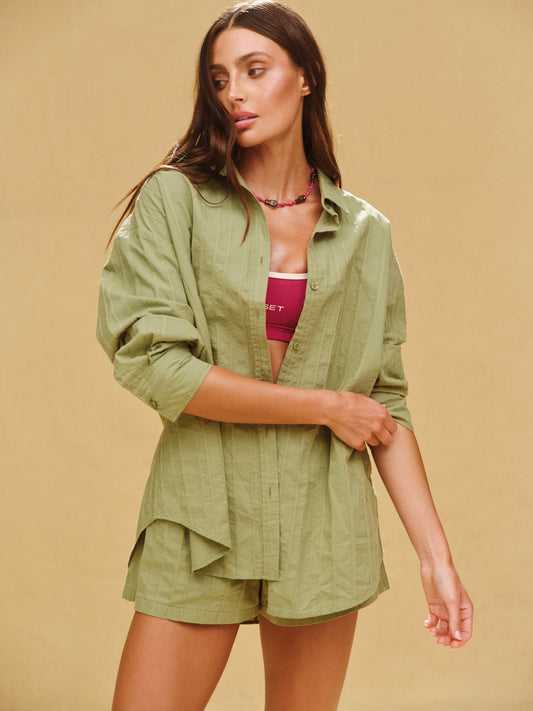 SET ACTIVE STRIPED JACQUARD LINE BUTTON DOWN - PIÑA
