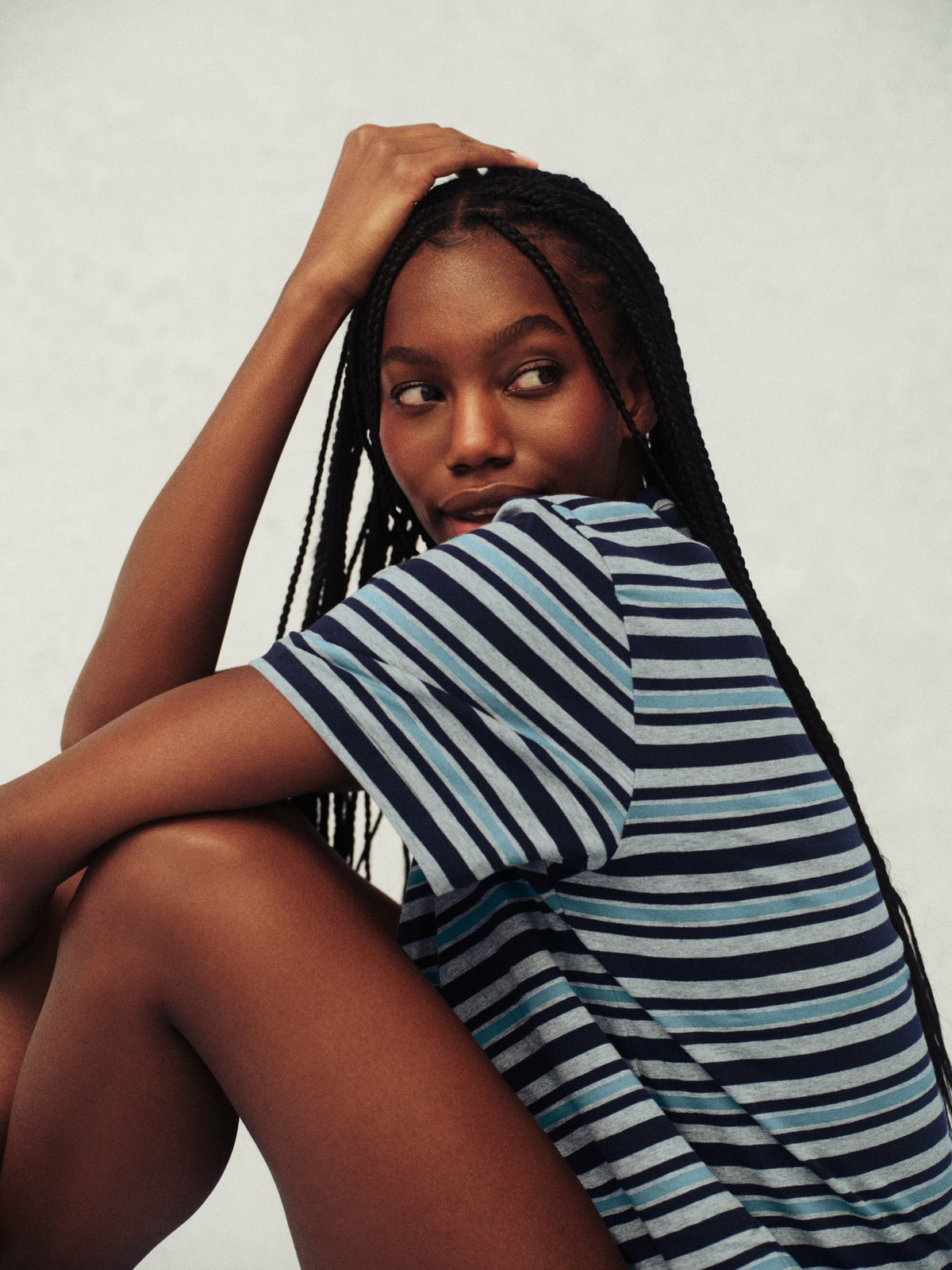 SET ACTIVE CLASSIC COTTON DAILY STRIPE BOYFRIEND TEE - WASHED