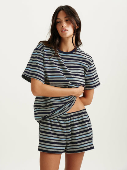 SET ACTIVE CLASSIC COTTON DAILY STRIPE BOYFRIEND TEE - WASHED