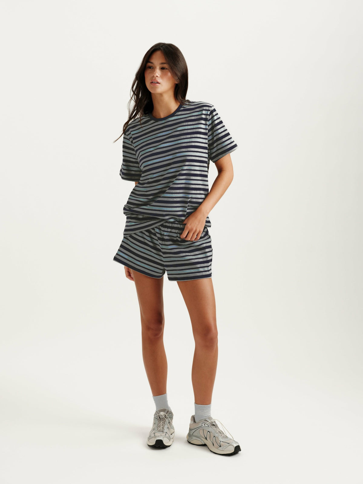 SET ACTIVE CLASSIC COTTON DAILY STRIPE BOYFRIEND TEE - WASHED