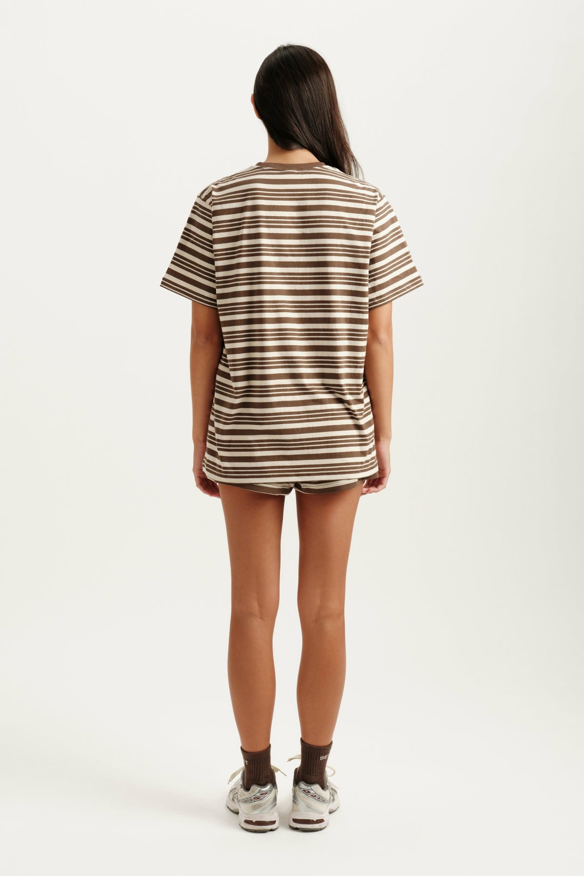 SET ACTIVE CLASSIC COTTON DAILY STRIPE BOYFRIEND TEE - GRAIN