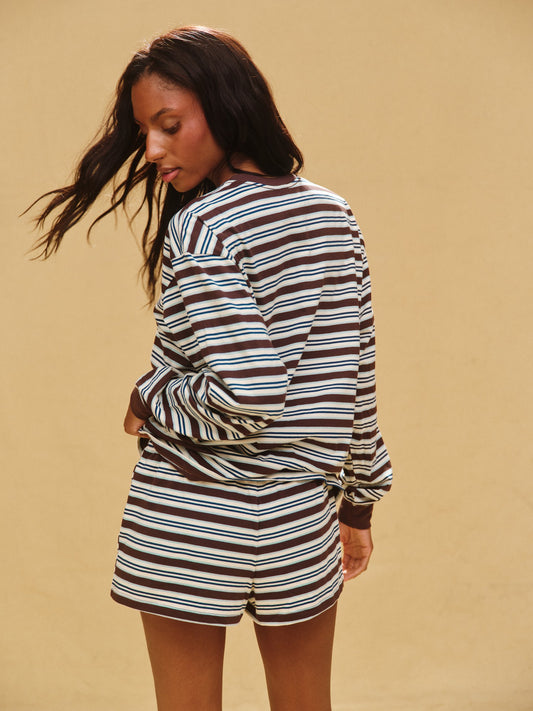 SET ACTIVE CLASSIC COTTON DAILY STRIPE CUFFED LONG SLEEVE - KONA