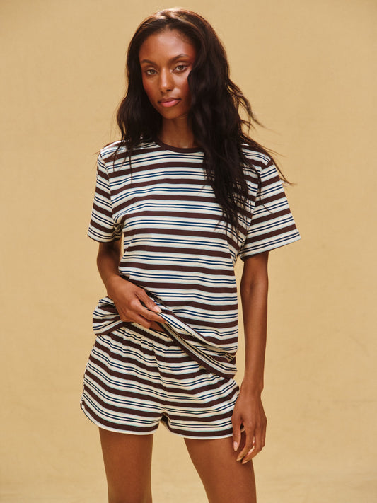 SET ACTIVE CLASSIC COTTON DAILY STRIPE BOYFRIEND TEE - KONA