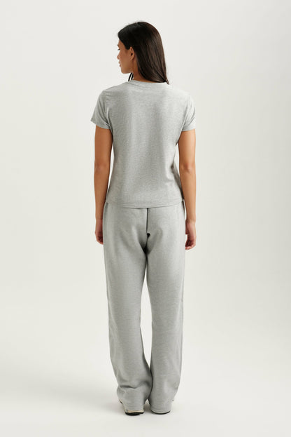 SET ACTIVE CLASSIC COTTON DAILY STAPLE POCKET TEE - FOG HEATHER GREY