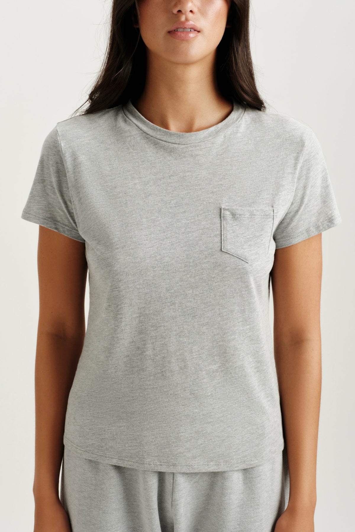 SET ACTIVE CLASSIC COTTON DAILY STAPLE POCKET TEE - FOG HEATHER GREY