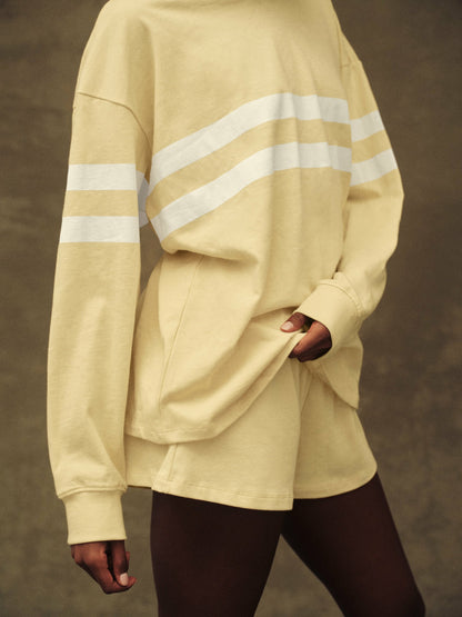 SET ACTIVE HEAVY COTTON EASY STRIPE LONG SLEEVE - BUTTER