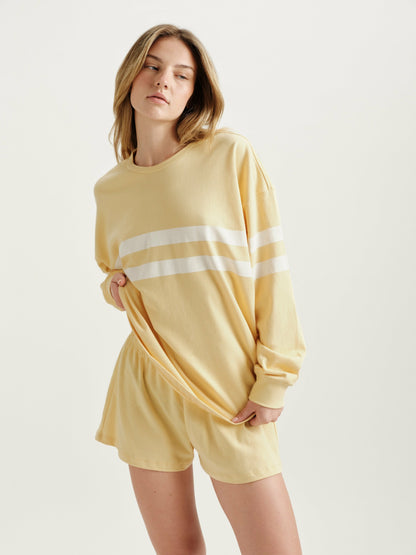 SET ACTIVE HEAVY COTTON EASY STRIPE LONG SLEEVE - BUTTER