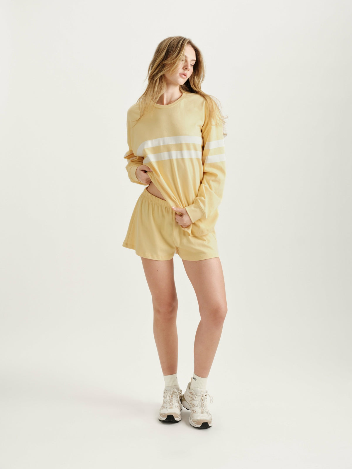 SET ACTIVE HEAVY COTTON EASY STRIPE LONG SLEEVE - BUTTER