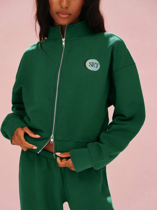 SET ACTIVE MIDWEIGHT SWEATS STAPLE SET FUNNEL ZIP - LAWN