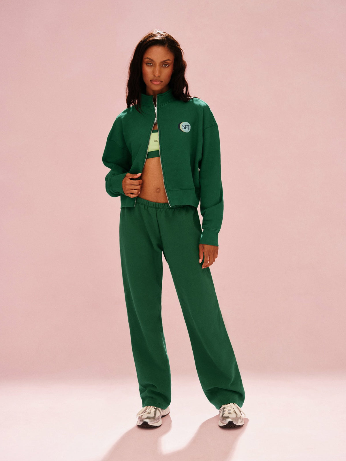 SET ACTIVE MIDWEIGHT SWEATS STAPLE SET FUNNEL ZIP - LAWN