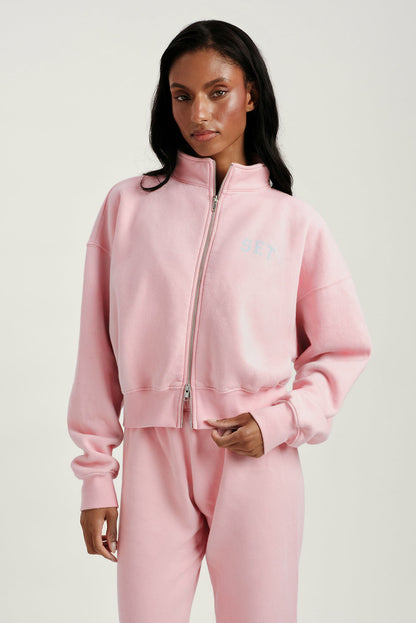 SET ACTIVE MIDWEIGHT SWEATS STAPLE SET FUNNEL ZIP - BLUSH