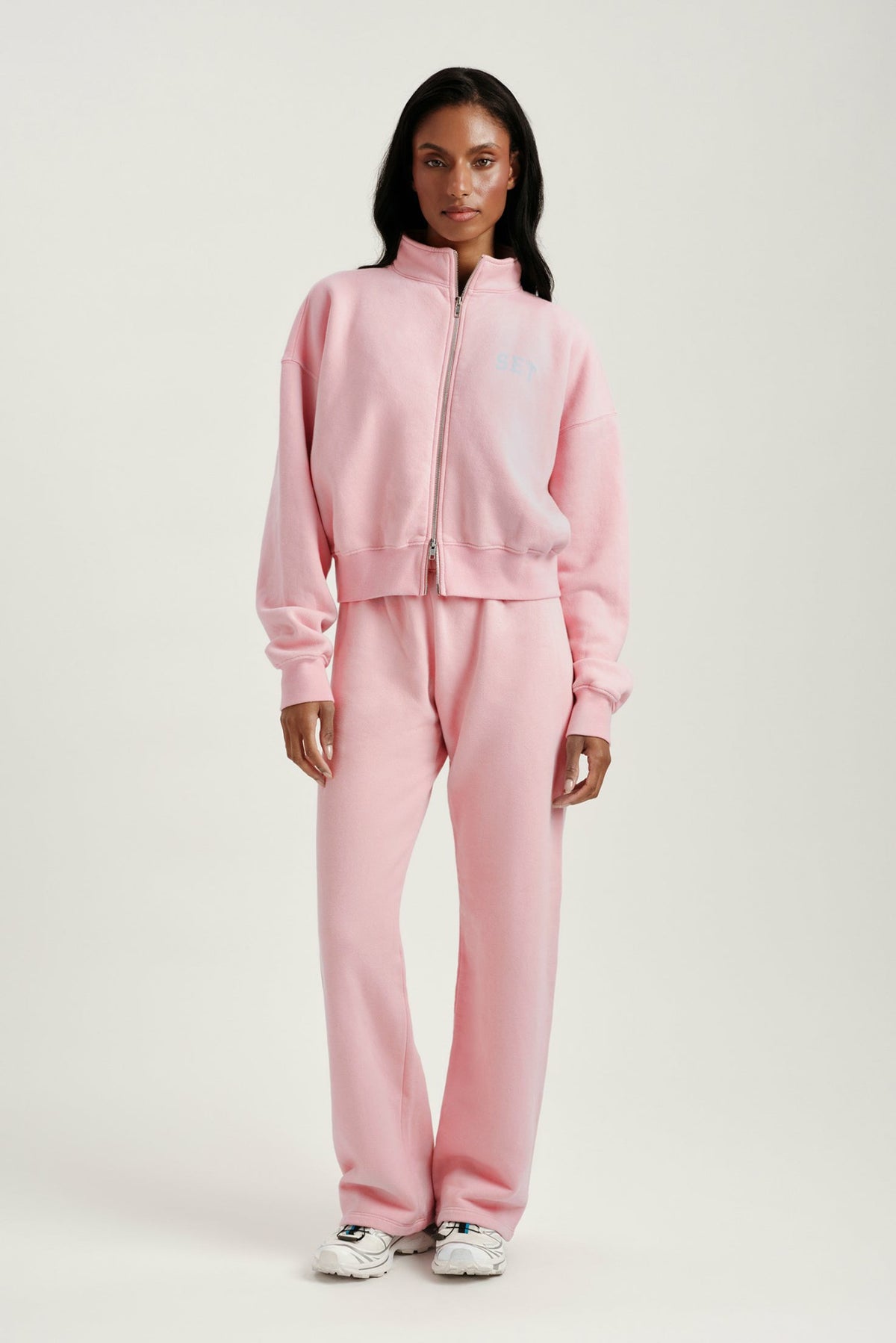SET ACTIVE MIDWEIGHT SWEATS STAPLE SET FUNNEL ZIP - BLUSH