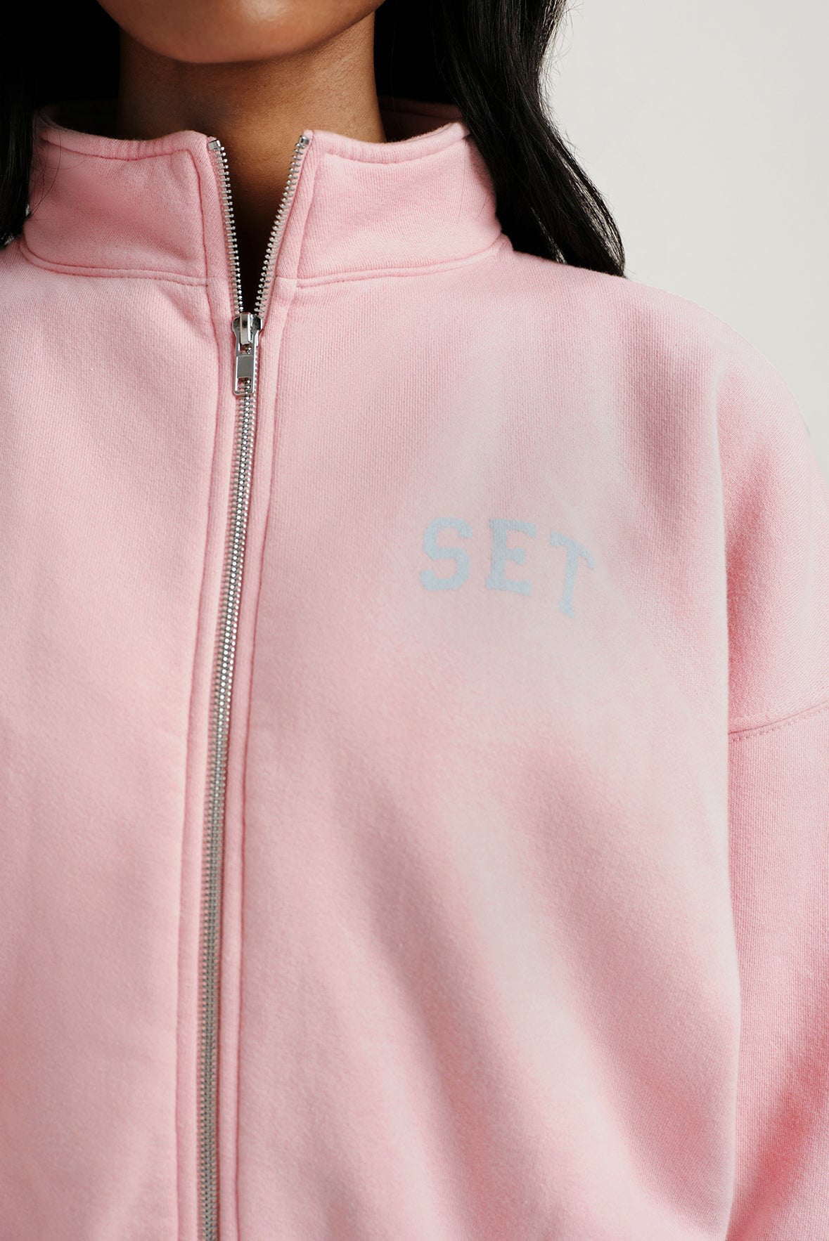 SET ACTIVE MIDWEIGHT SWEATS STAPLE SET FUNNEL ZIP - BLUSH