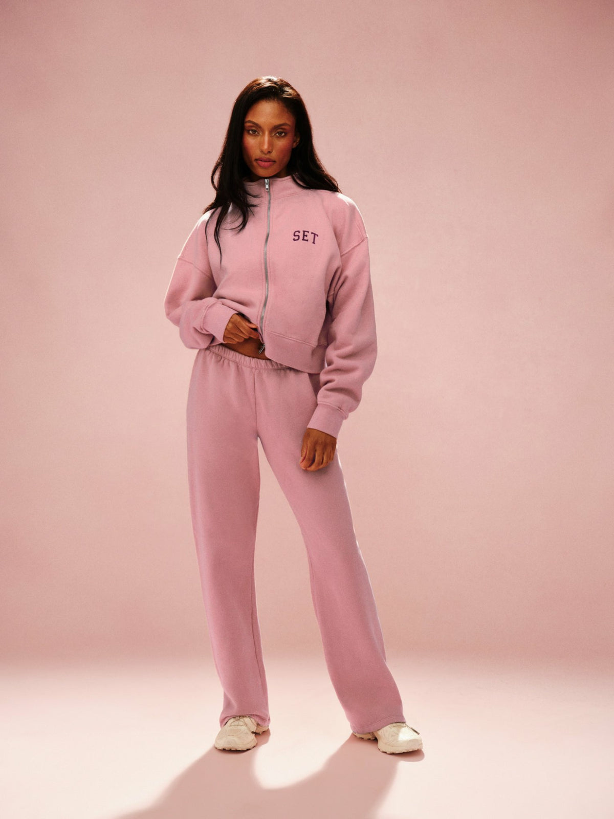 SET ACTIVE MIDWEIGHT SWEATS STAPLE STRAIGHT LEG SWEATPANTS - INVERSE ROSEBUD