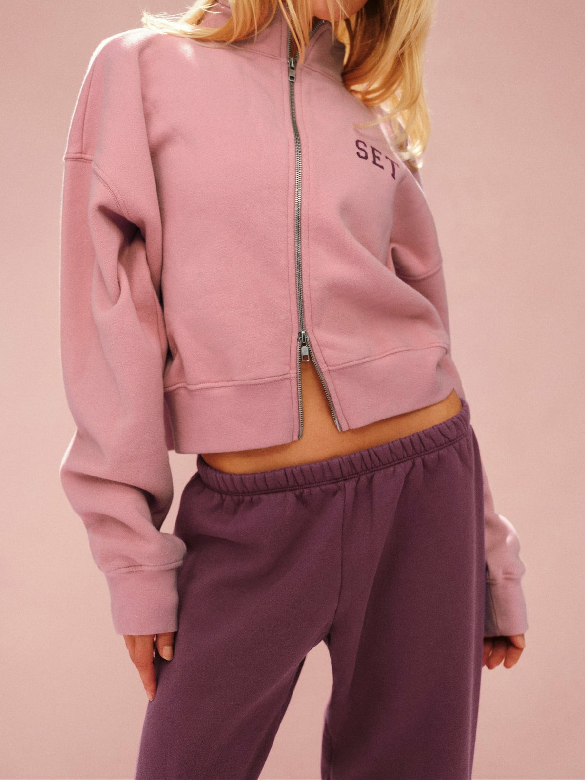 SET ACTIVE MIDWEIGHT SWEATS STAPLE STRAIGHT LEG SWEATPANTS - ROSEBUD