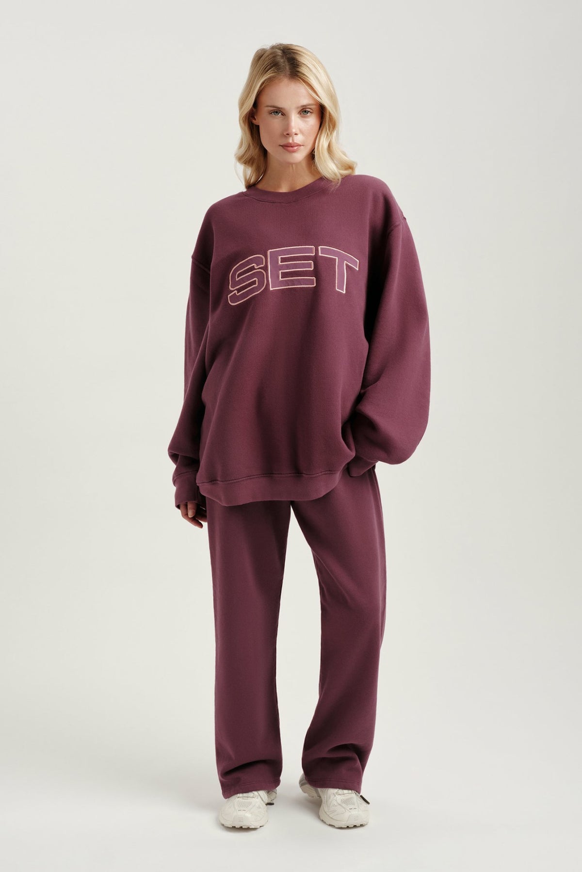 SET ACTIVE MIDWEIGHT SWEATS STAPLE STRAIGHT LEG SWEATPANTS - ROSEBUD