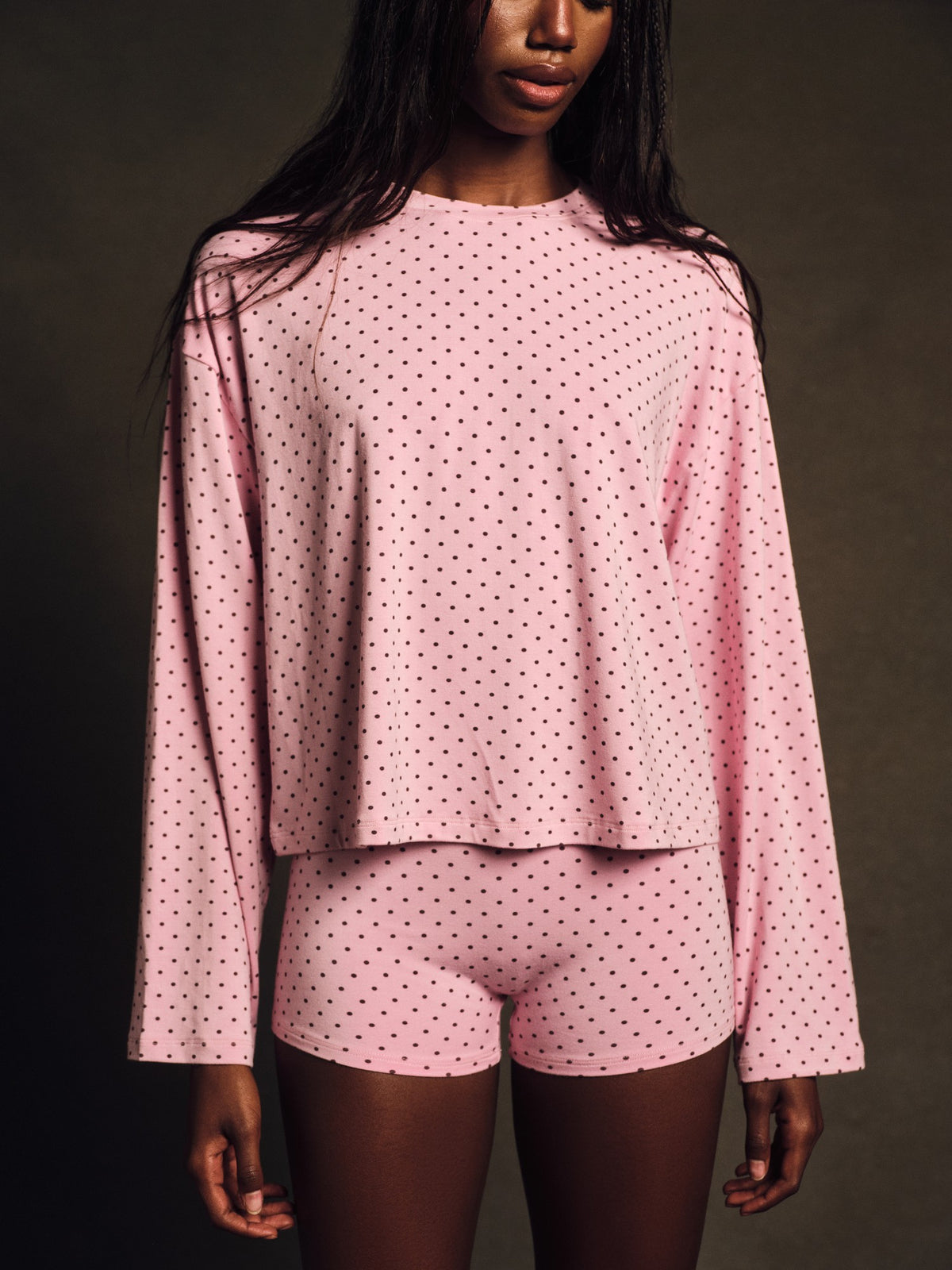 SET ACTIVE SLEEP JERSEY COMFORT POLKA DOT SLEEP SHORTS - SWIRL