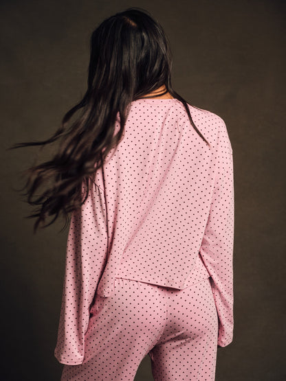 SET ACTIVE SLEEP JERSEY COMFORT POLKA DOT BOXY LONG SLEEVE - SWIRL