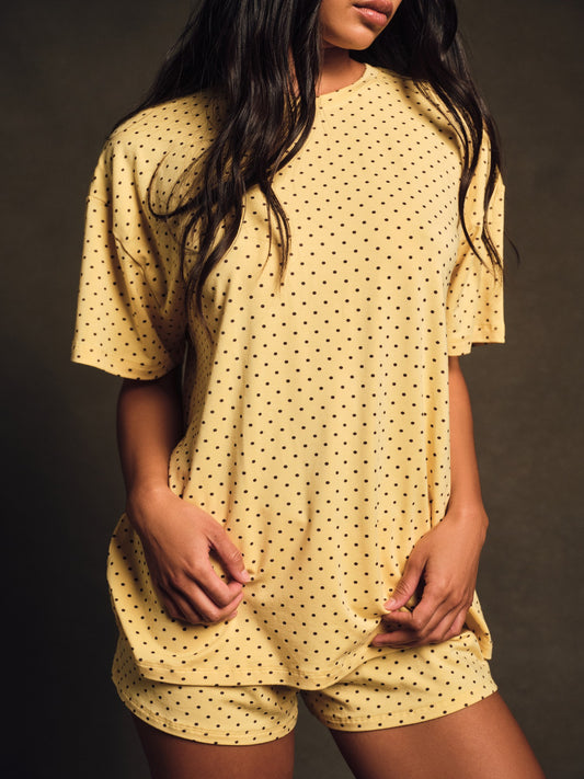 SET ACTIVE SLEEP JERSEY COMFORT POLKA DOT BOXY TEE - SPARKLER