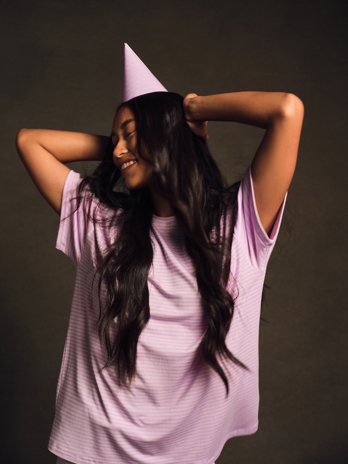 SET ACTIVE SLEEP JERSEY COMFORT STRIPE BOXY TEE - BUTTERCREAM