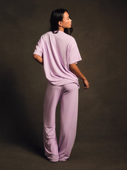 SET ACTIVE SLEEP JERSEY COMFORT STRIPE SLEEP PANTS - BUTTERCREAM
