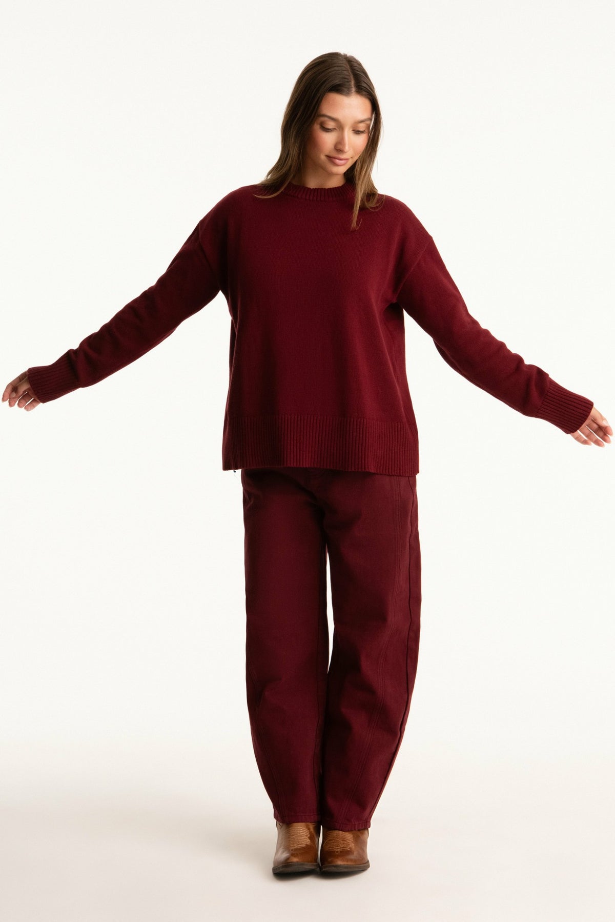SET ACTIVE SET X PARKE COTTON CREWNECK - RHUBARB
