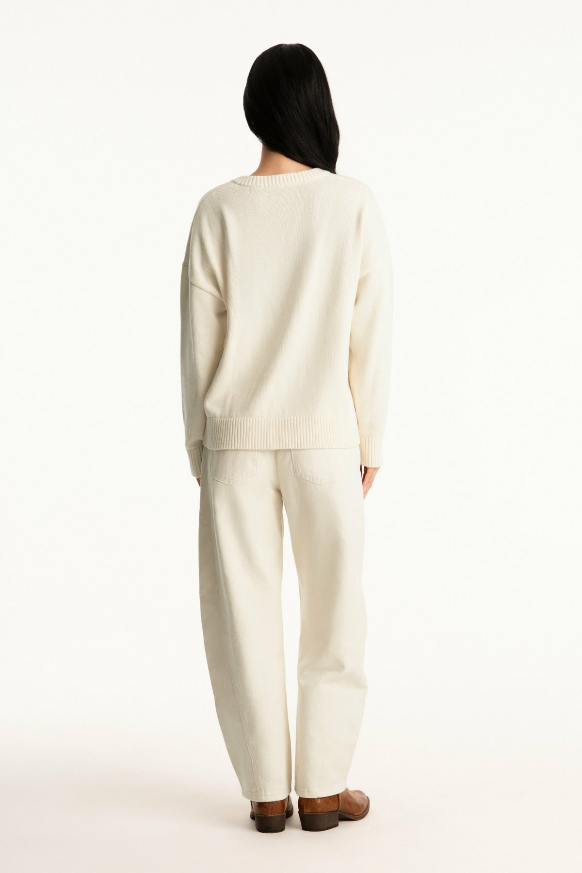 SET ACTIVE SET X PARKE COTTON V-NECK SWEATER - CREAM
