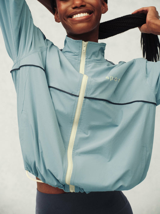 SET ACTIVE NYLON TRACK SEAM ZIP UP - WASHED