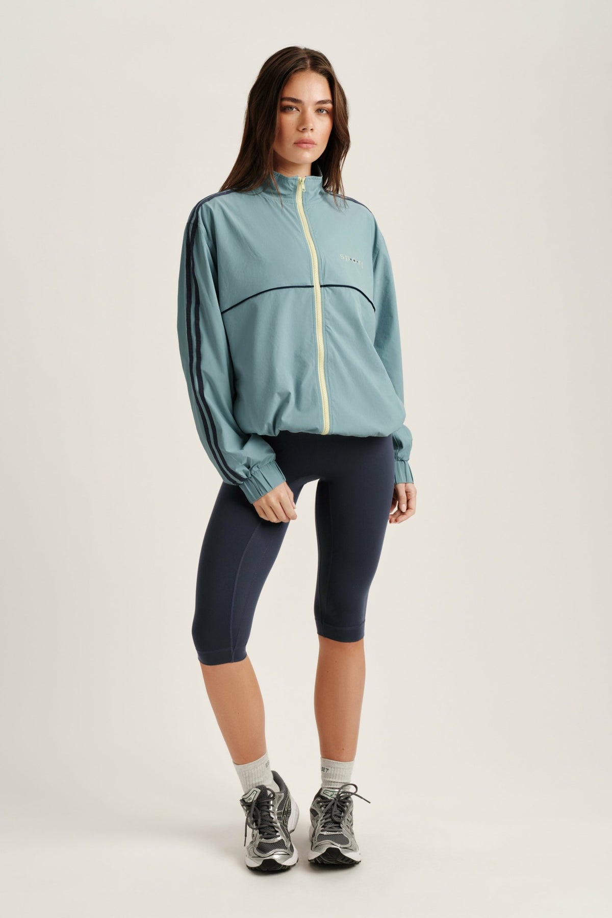 SET ACTIVE NYLON TRACK SEAM ZIP UP - WASHED