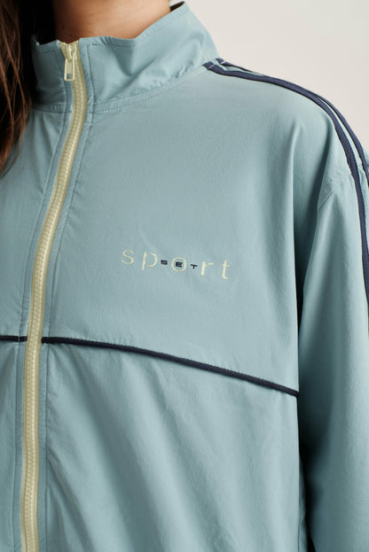 SET ACTIVE NYLON TRACK SEAM ZIP UP - WASHED