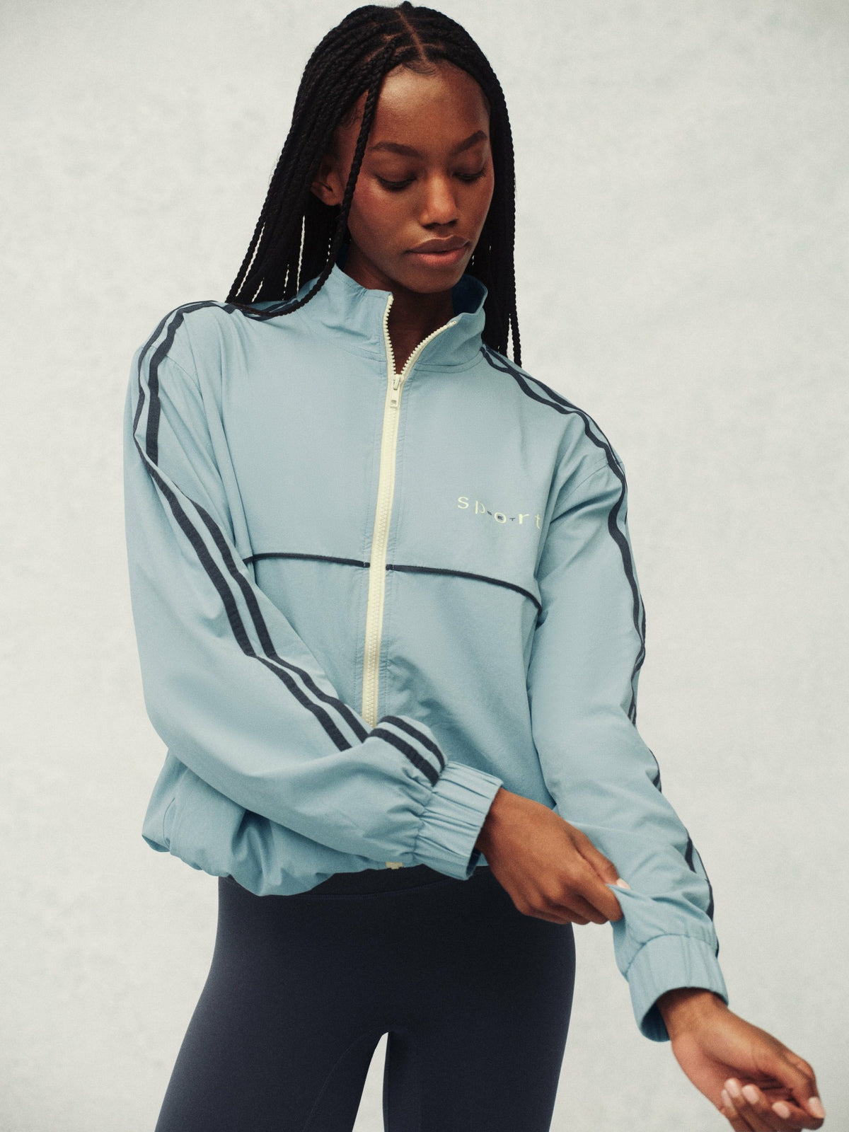 SET ACTIVE NYLON TRACK SEAM ZIP UP - WASHED