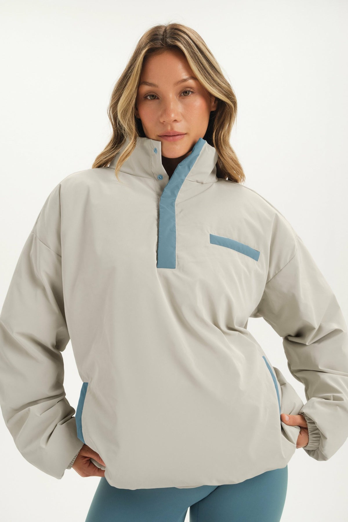 SET ACTIVE NYLON PUFF QUARTER SNAP JACKET - GLISTEN