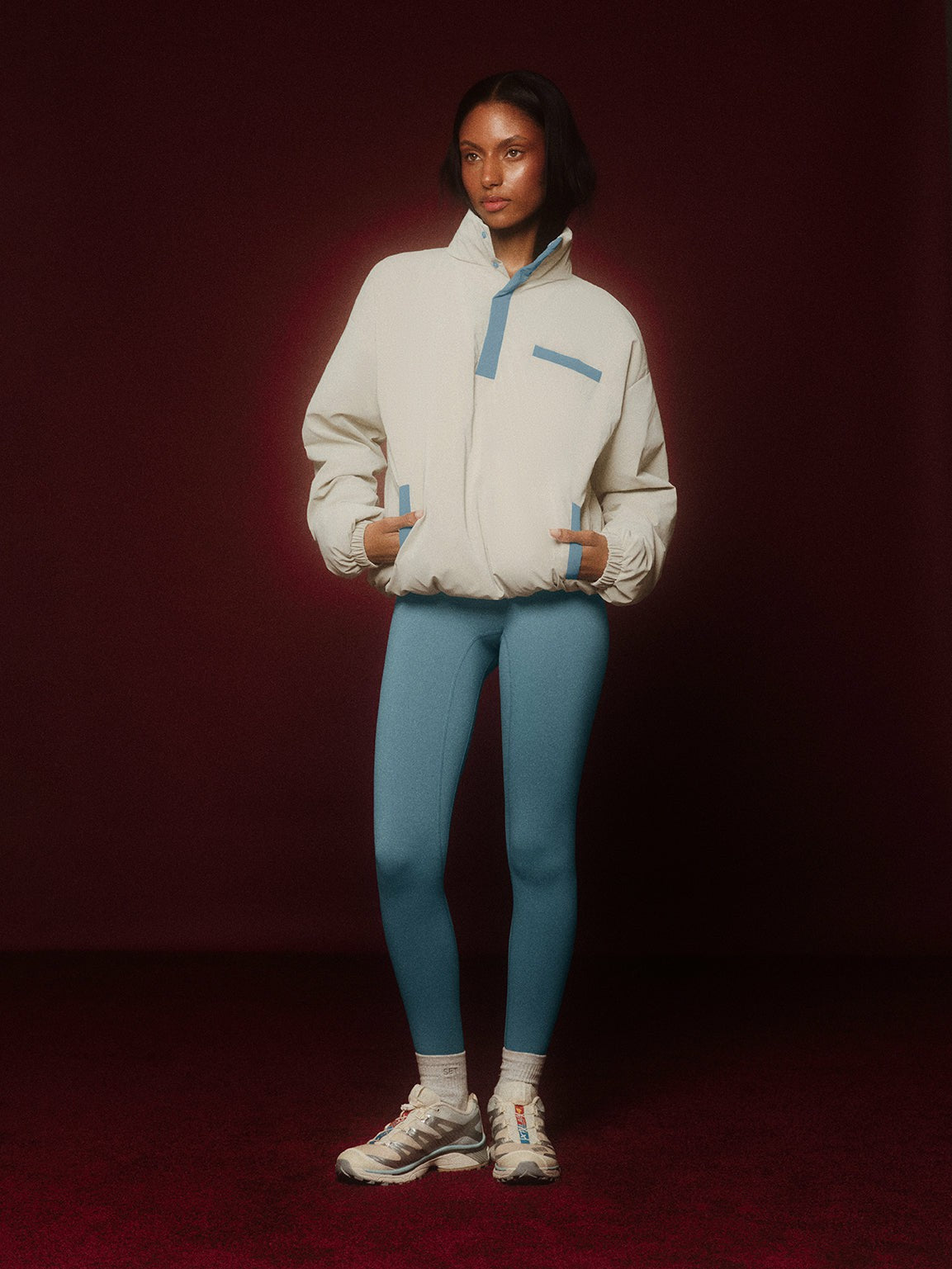 SET ACTIVE NYLON PUFF QUARTER SNAP JACKET - GLISTEN