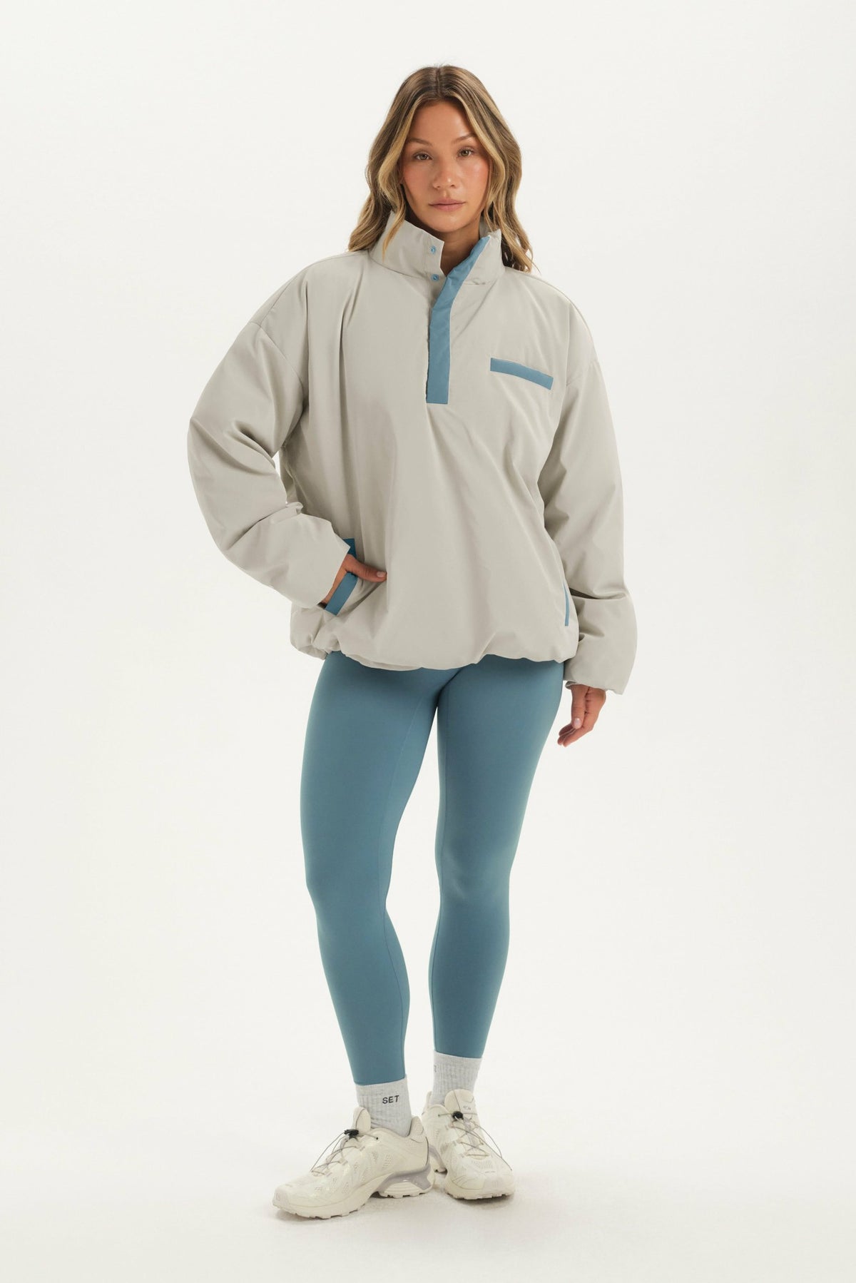 SET ACTIVE NYLON PUFF QUARTER SNAP JACKET - GLISTEN