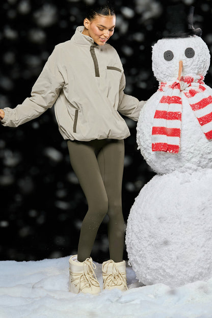 SET ACTIVE NYLON PUFF QUARTER SNAP JACKET - SPARROW